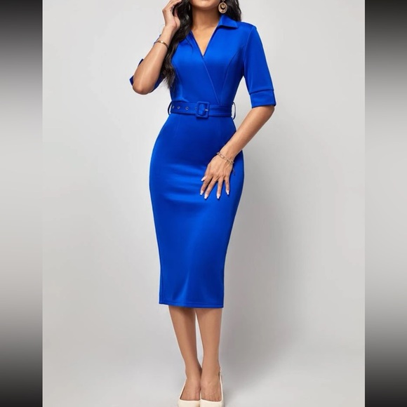 Classic belted bodycon dress - Picture 12 of 16